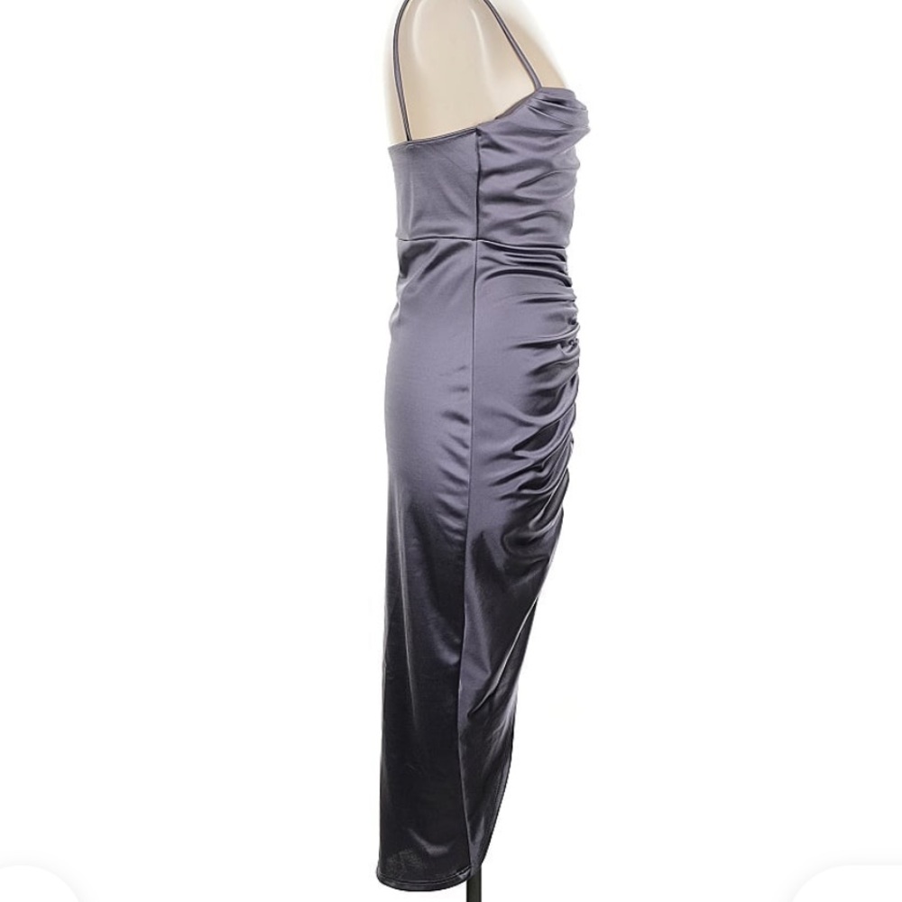 Elegant Gray Satin Dress